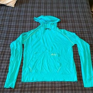 Teal blue Hurley cropped long sleeve hooded shirt size Medium